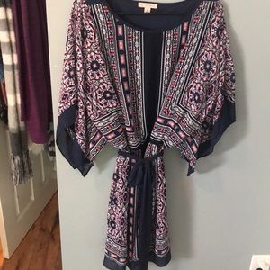 DRESSBARN Patterned Elastic Waist Flowing Dress